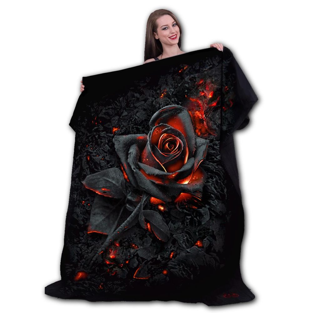 Spiral - BURNT ROSE Blanket - Black